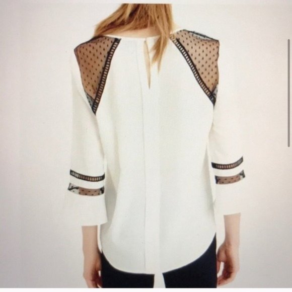 JCrew Lace & Silk Blouse Flutter Sleeve Cream - Picture 6 of 6